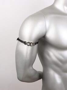 1 PC Men's Punk Metal Ring PU Leather Choker - Dark Streetwear Accessory For Men - Neck Ornament - View 4
