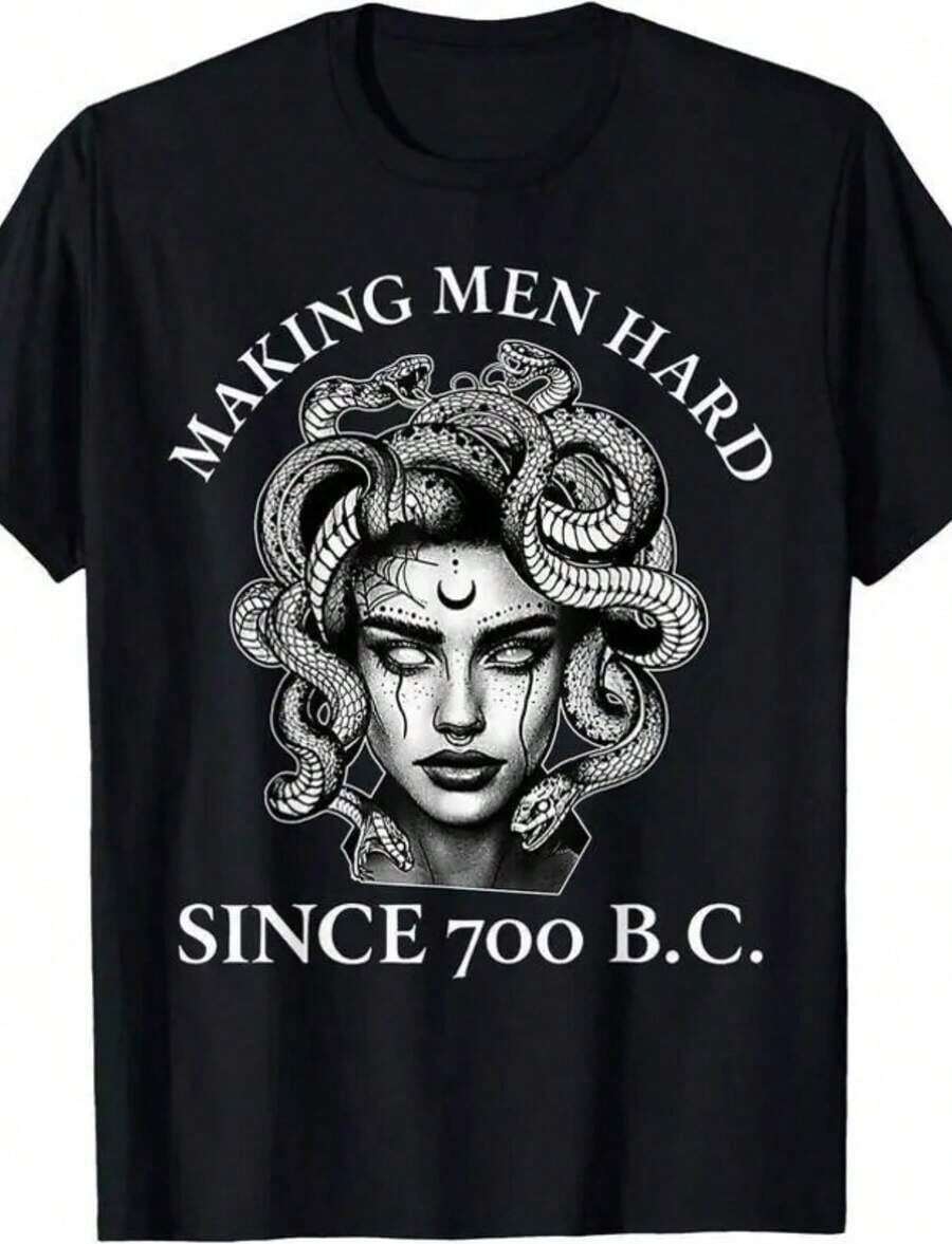 1 Piece Funny Medusa T-Shirt That Makes Men Strong Since 700 BC, Greek Mythology Hoodie For Men And Women, Ancient History Humor Sweatshirt, 210g 100% Cotton, Designs Are Fully Printed. Unisex. - 黑色 7 - 查看 1