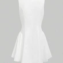 Elegant Date Night Romantic Vintage Style Minimalist Solid Color Sleeveless Dress For Commuting White Summer - Blanco - Ver 8
