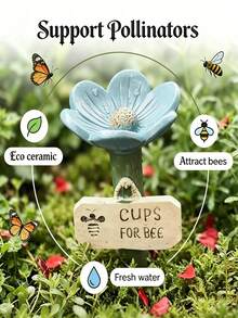 Bộ 1/3/5 chiếc máng cho ong ăn hình hoa nhiều màu sắc, cốc uống nước cho ong và côn trùng, trạm tưới nước ngoài trời, khay cho ong ăn, thích hợp cho ngoài trời, sân vườn, ban công, chậu cây, trang trí sân vườn sáng tạo, dụng cụ làm vườn thiết thực. - hoa - Xem 8