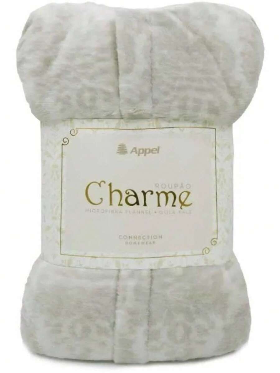 Appel Plush Flannel Bathrobe - Super Comfortable - Beige Ornament - View 1