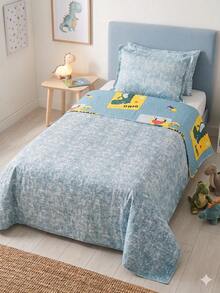 Double Print Children's Single Bedspread Set (2 Pieces) - Roar Dino - View 2