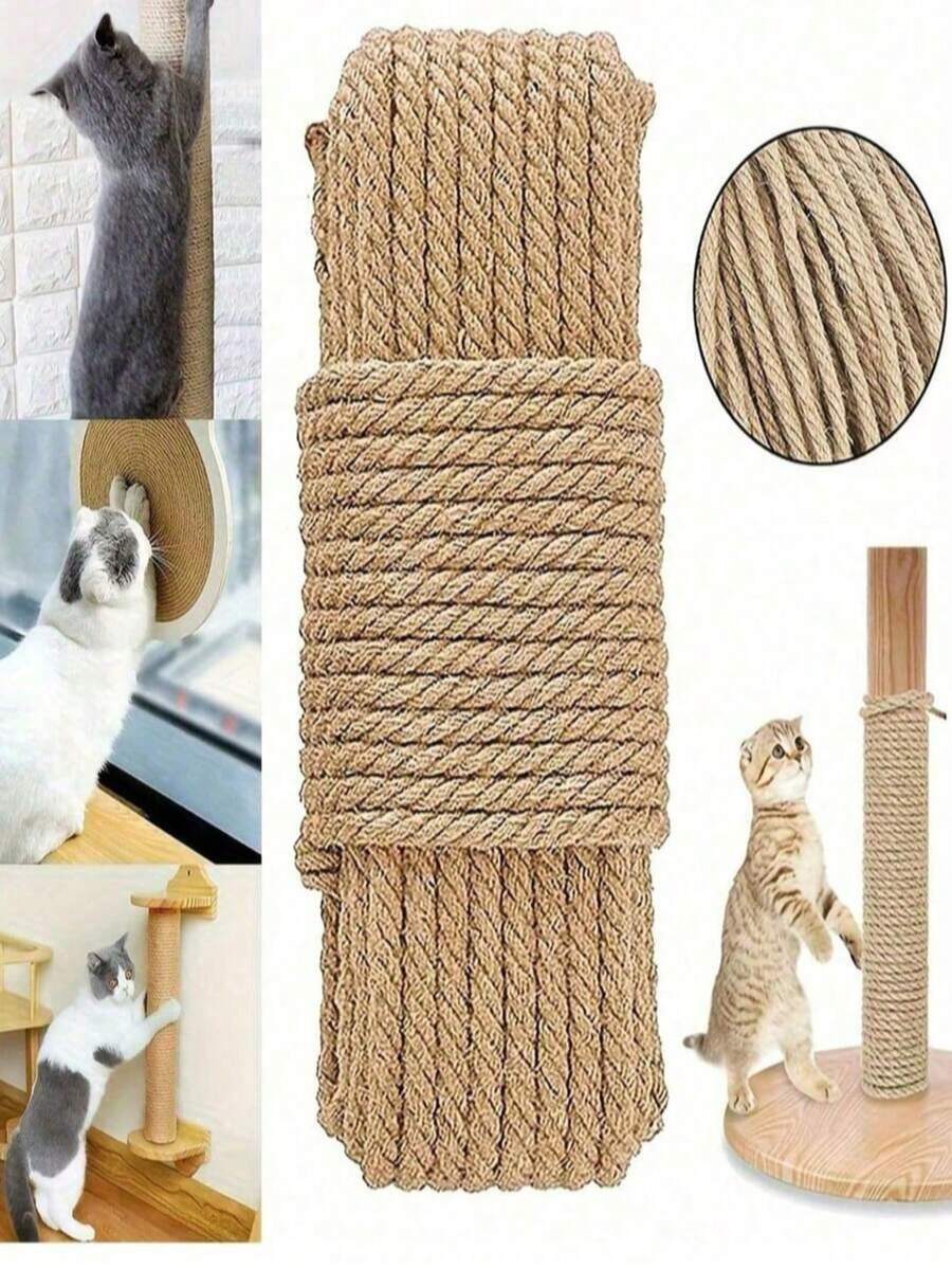 10m Natural Hard Sisal Rope, Thick Durable High-Quality Sisal Rope, Suitable For Cat Scratching Posts, Plant Trellises, Gardening, Binding, Handmade Packaging Materials, Home Decor - Multicolor - View 1