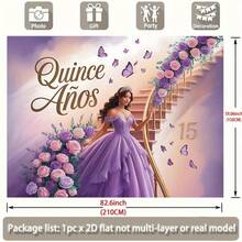 2D Flat, 1pc Quinceañaza Party Decorations Suitable For 15th Girl Wall Hanging - Elegant Quinceañera Banner With Girl, Fabric For - Home, Room & Party Decorations (Quinceañez Event), 2D Flat,Home & Room Décor, Birthday & Party Backdrops, Wall Hangings, Decorative Tapestries, Party Décor, And Gift Ideas. - Nhiều màu - Xem 10