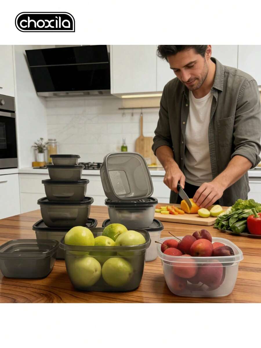 choxila 6pcs/Set Fresh-Keeping Box Set, Food Storage Container Set, Stackable/Lidded Sealed Plastic Cans And Lunch Boxes, Household Sealed Lid Fresh-Keeping Container, Leak Proof Refrigerator Storage Container, For Home, Office, School, Picnic, Camping - View 1