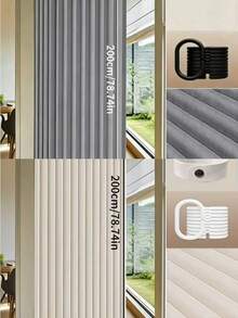 Household Foldable Door Curtain, No-Drill Installation, Privacy Dust-Proof Partition Curtain, Suitable For Bedroom, Kitchen And Bathroom. Thickened Blackout Wind-Proof, Simple Fabric Design, Suitable For All Seasons. - ML - View 6