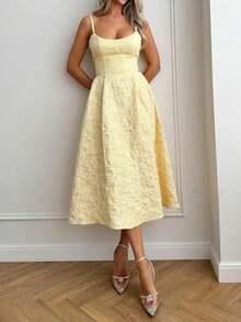 Women Midi Dresses - 淺黃色 - 查看 2