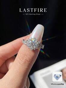 1 chiếc nhẫn Moissanite hình bông tuyết 1.0 carat, bạc sterling 925, quà tặng sang trọng, thanh lịch cho lễ đính hôn/cưới/sinh nhật/kỷ niệm cùng bạn thân, trang sức cô dâu. - Nhẫn Moissanite hình bông tuyết - 1 carat - Xem 1