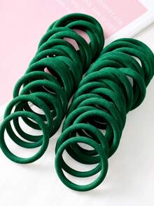10/50/100/200pcs Pack Women High Elastic Basic Hair Ties, Suitable For Ponytail Hairstyle (Multiple Colors Available), Home, Hair Accessories - Dark Green - View 2