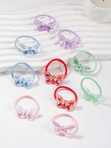 10pcs Jelly Transparent 3D Butterfly Hair Accessories Scrunchies, Elastic Hair Ties, Colorful Hair Bands For Ponytail - Multicolor - View 3