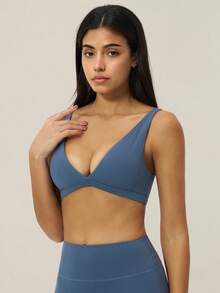 TimeOff 1pc Women V-Neck Backless Sports Tank Top - Blue - View 6