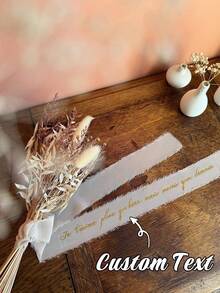 Custom-Designed Personalized Wedding Bouquet Ribbons - Floral Tapestries With Customizable Names And Dates, Suitable For Bridal Showers, Birthdays, Graduations - Made Of Polyester, With An Elegant Design, Ideal For Wedding Guest Gifts And Celebratory Decorations, Exquisite Style And Fine Workmanship. - Multicolor - View 5