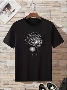 3 camisetas de mujer, estampado de diente de león, minimalistas y elegantes, corte holgado y relajado. |   Diseño exquisito |   Suelto y cómodo |   Fácil de combinar | - Negro - Ver 5