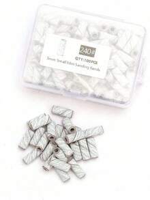 100 piezas Bandas de lijado mini rosas, aptas para taladro de uñas, grano pequeño 120# 180# 240# Bandas de lijado, limas de uñas, bandas de amolado para uñas acrílicas y manicura de gel, incluye brocas de vástago de 3.1 mm mejoradas - Blanco - Ver 7