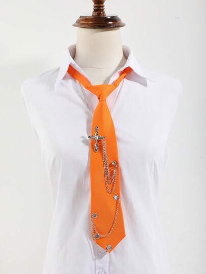 1 chiếc cà vạt kẹp trang trí hình chữ thập tối giản, thời trang unisex, phù hợp cho trang phục hàng ngày, du lịch, đi học.