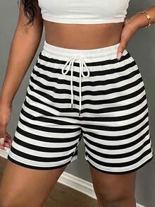 Women's New Versatile Casual Daily Striped Classic Design Fashion Shorts - Multicolor - View 1