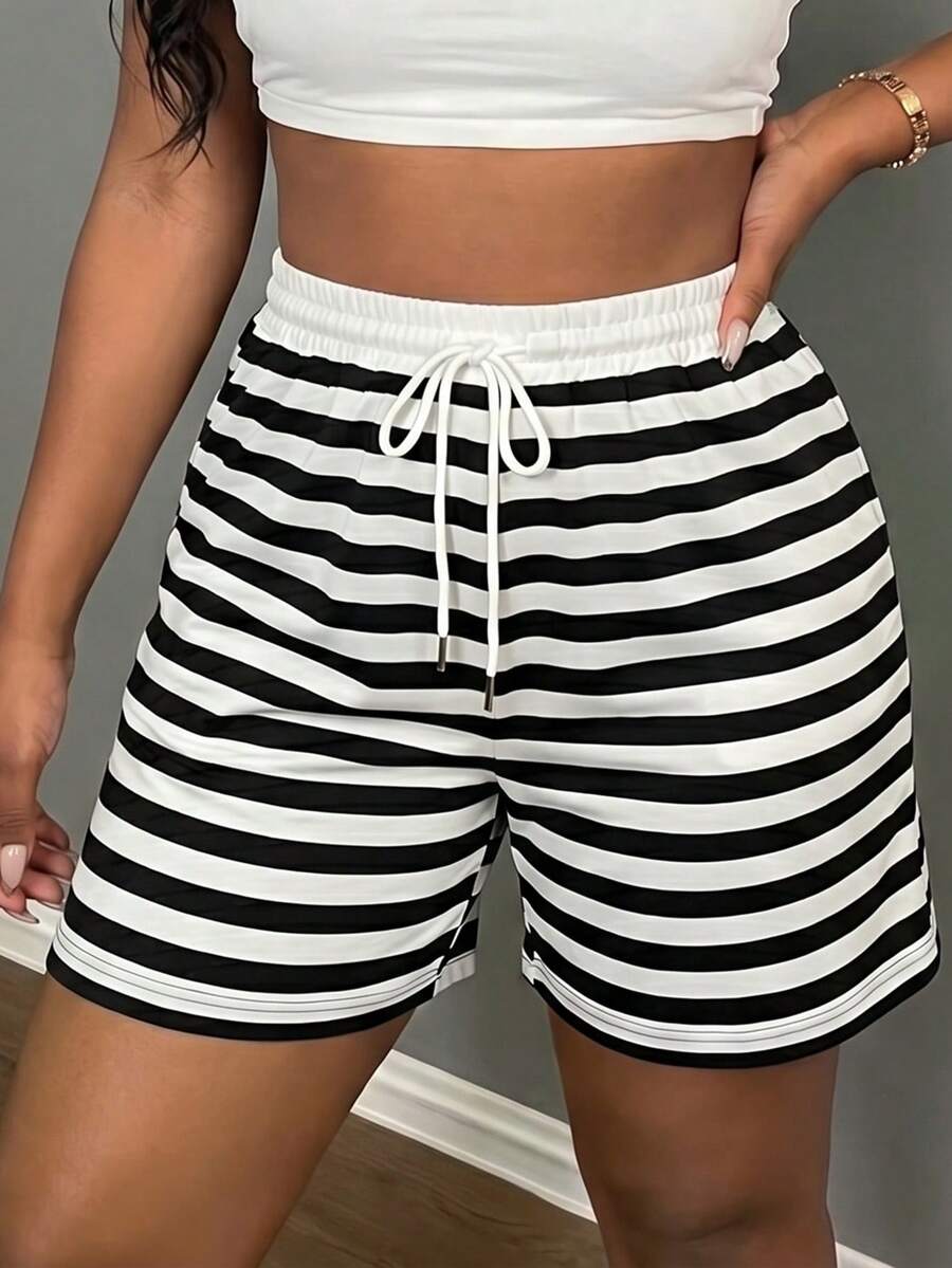 Women's New Versatile Casual Daily Striped Classic Design Fashion Shorts - Multicolor - View 1