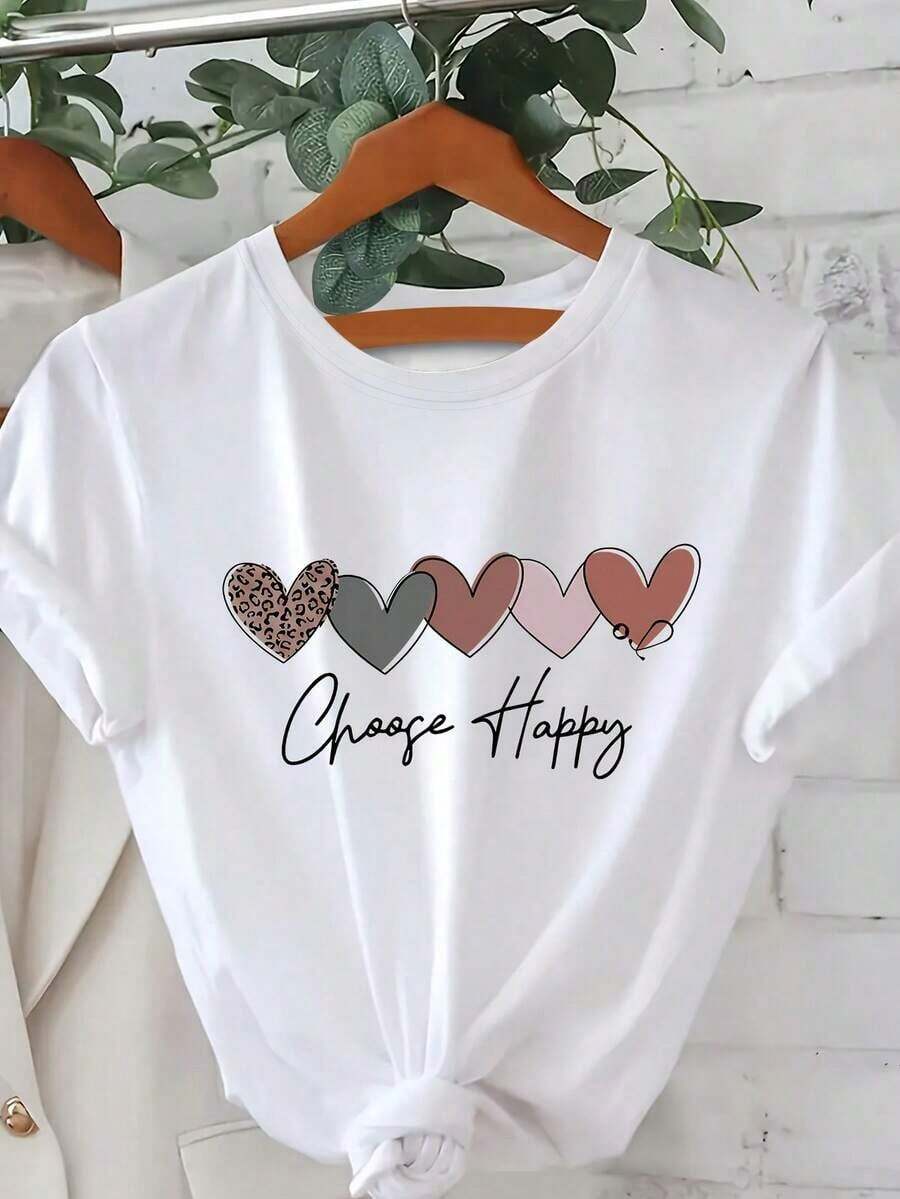 Women's Printed Short-Sleeved T-Shirt For Summer - 白色 - View 1