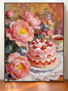 Kit de pintura digital de tarta de arándanos con lavanda y flor de margarita, 40x50cm/16x20 pulgadas, regalo de vacaciones - 40*50cm - Ver 12