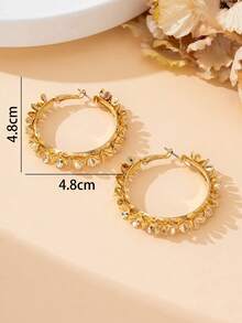 1 Đôi bông tai kim loại hình hoa nhỏ nhắn, thanh lịch, sang trọng, kiểu dáng nghỉ hè dành cho nữ - Vàng - Xem 6