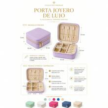 Joyero pequeño de cuero PU, joyero portátil de viaje para anillos, colgantes, pendientes, cajas de almacenamiento - Azul Cadete - Ver 3