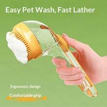 2-In-1 Yellow & Green Pet Grooming Brush, Easy Lather For Cats And Dogs Bathing - Yellow - View 3