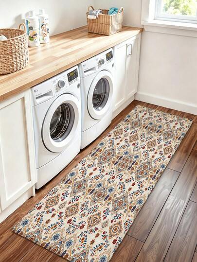 1 stuk vintage Perzisch vloerkleed met bloemen- en geometrische patronen, verkrijgbaar in verschillende maten, antislip, waterabsorberend, vuilafstotend, machinewasbaar, geschikt voor de wasruimte, badkamer, hal of entree. Een essentieel woonaccessoire voor de lente, ideaal voor liefhebbers van vintage/boho-stijl, een perfect cadeau voor een housewarming of vaderdag, geschikt voor alle seizoenen.