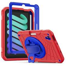1 pieza Funda protectora giratoria 360° de alta resistencia con soporte integrado compatible con iPad Mini 6/7 de 8.3 pulgadas modelo 2021/2024, funda resistente a golpes para tableta Mini de 8.3 pulgadas de 7ª generación - rojo azul - Ver 9