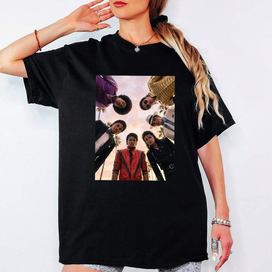 Michael Eras-Shirt, RnB Jackson King Of Music Graphic Tee, Big Fan Outfit, Movie Shirt Multi (S-5XL), Japanese Manga Style-Shirts, Matching Family Outfits, Singer-Themed-Shirts, A Must-Have Fans, Popular Music, Summer, ,-Shirts,-Shirts Men, Y2k, ,, Blouses Women, Women's-Shirts, Summer Outfits - màu đen - Xem 1