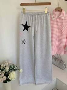 Pantalones Deportivos Holgados de Verano para Mujer con Lazo Frontal, Ropa Casual Diaria, Graduación, Maestra, Regreso a Clases - Gris - Ver 5