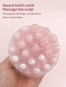 INYUSUN 1 chiếc lược massage da đầu bằng nhựa, lược tròn cầm tay tiện dụng, phù hợp với các điểm bấm huyệt trên da đầu. - Màu Hồng baby - Xem 3