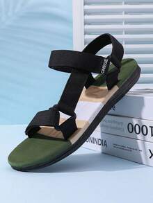 1 Pair Men's New Summer Sandals, Woven Fabric Upper, PVC Durable Non-Slip Soft Sole, Fashion Casual Beach Slippers (Size Runs Small, Suggest Ordering One Size Up) - Army Green - View 11