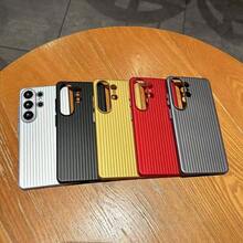 适用于三星 S26 Ultra S25 Ultra S24 Ultra S23 Ultra S26 S26 Plus S25 S24 S23 的瓦楞金属漆旅行箱设计 PC 硬壳金属按键设计手机壳 - 紅色 - 查看 11