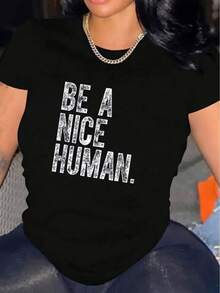 1 camiseta casual de manga corta para mujer, 100% algodón grueso - cuello redondo cómodo, suave y bonita, 180g 100% algodón. - Negro - Ver 1