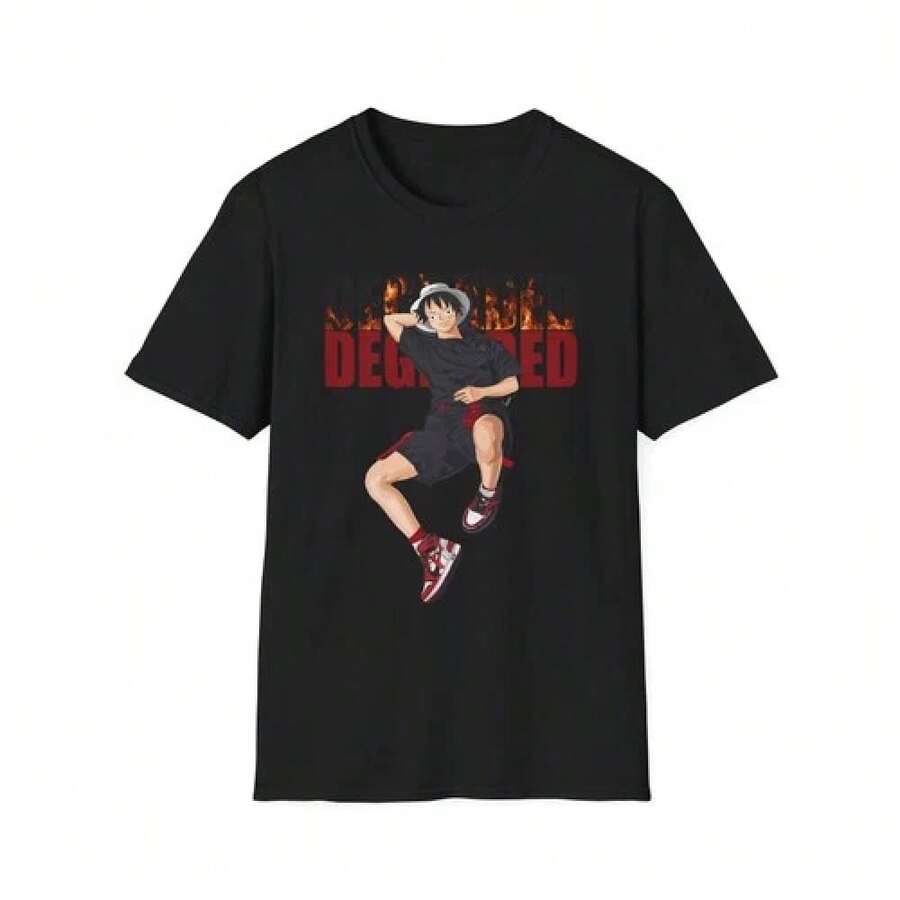 Unisex T-shirt med slitet tryck, trendigt streetwear, snygga vardagskläder, present. Herr-T-shirts, herrkläder, herrset, herrskjorta, herrartiklar, vardagsklänningar för kvinnor, damset, eleganta blusar, dam-T-shirts, damklänning. - Svart - Visa 1