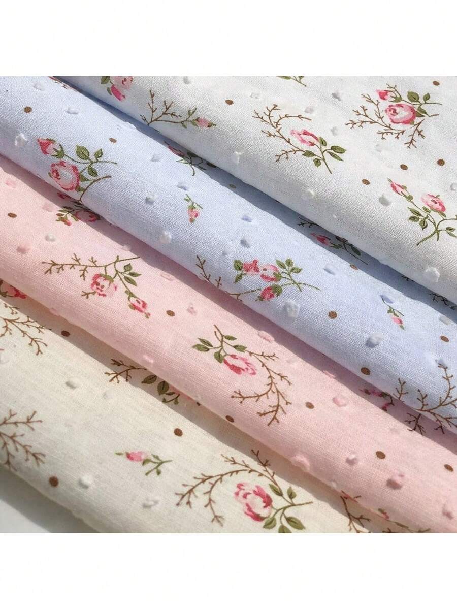 HHMC 1pc White Ditsy Floral Chiffon Fabric, Made Of Soft And Breathable Chiffon Material, Suitable For Making Shirts, Dresses, DIY Sewing And Home Decor, Width 59", Length 36/108/180" - Printed Fabrics - View 1