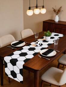 1pc Classic Football Table Runner, Size 180*35cm Polyester Tablecloth, Football Party Decor, Football Theme Birthday Party Supplies, Baby Shower Party Decoration, World Cup Home Decor, Kitchen Decor, Tabletop Decor, Room Decor, Ideal For Football Fans, Football Party Favors, World Cup Decoration - Football - View 7