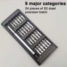 Bộ dụng cụ sửa chữa chuyên nghiệp 24 trong 1 - Bộ tua vít đa chức năng chính xác, thích hợp để tháo lắp, sửa chữa và bảo dưỡng điện thoại và máy tính bảng, bộ dụng cụ hoàn chỉnh kèm hộp đựng di động. - Bạc - Xem 3