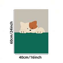 Enmarcado 1 pieza de pintura moderna decorativa sobre lienzo con marco - Encantador gato blanco asomándose tras un fondo verde, colores s, ideal para la decoración de paredes de la sala de estar, dormitorio, oficina en casa, listo para colgar, lienzo para pared - Enmarcado - Ver 5