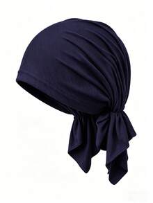 CONFLASS 2/1pc Women's Solid Color Triangle Pre-Tied Headscarf, Soft Comfortable Skin-Friendly Elastic Chemotherapy Hat, Breathable Headscarf, Suitable For Hair Loss Cancer Patients, With Lining Muslim Sleep Cap - Multicolor - View 2