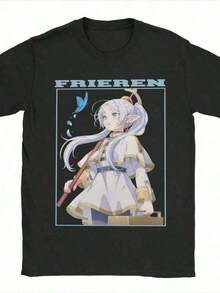 Camiseta de hombre Sousou No Frieren, camiseta vintage de anime japonés, camiseta de manga corta con cuello redondo, ropa gráfica de algodón puro, camiseta suelta, casual y versátil - Blanco - Ver 7