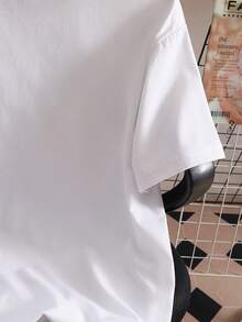 Talla Grande - Talla Grande - Camiseta con estampado de letras de talla grande, Top casual de manga corta y cuello redondo para verano y primavera, Ropa de talla grande para mujer - Blanco - Ver 2
