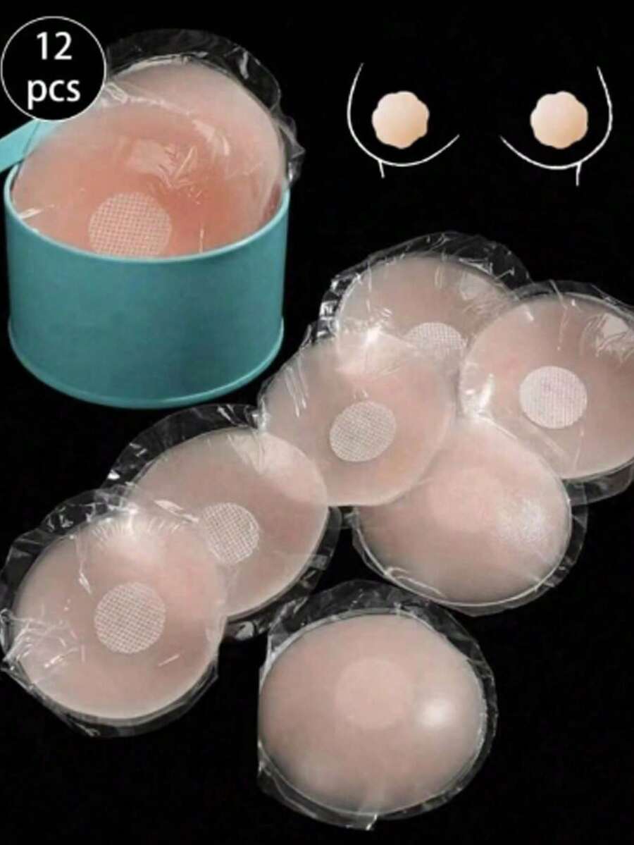 12片装可重复使用硅胶提拉胸贴，隐形乳贴，女性适用