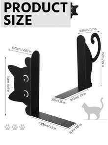 Cute Cat Metal Bookends Iron Kitty Book Holders Office Library Desk Decoration Perfect Gift For Book Lovers Readers Students Teachers Home Shelves Organizer - Multicolor - View 6