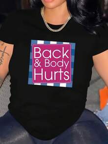 Plus Size - Plus Size - Plus Size Women'S T-Shirt With Letter Print - Black - View 7