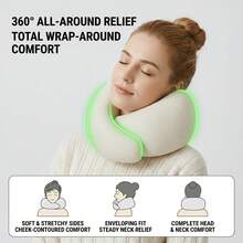U Shaped Travel Neck Pillow Ergonomic Comfortable Sleep Support Pillow Portable Lightweight Design Ideal For Airplane Train Car Road Trip And Home Rest Essential Travel Accessories With Convenient Storage Package - 酷黑 - 查看 8