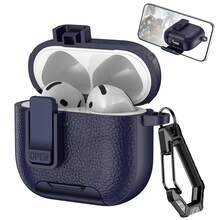 1個 Airpodspro3 蘋果無線藍牙耳機保護殼 Airpods4 皮革紋理 鎖扣式 支架軟保護套 - 彩色 - 查看 25