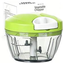 1pc,Manual Vegetable Chopper Food Chopper With Container, Pull-String Manual Vegetable Cutter For Salad, Garlic, Nuts, Onions - màu xanh lá - Xem 1