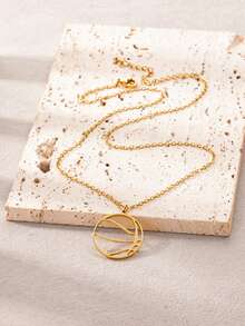 1 chiếc dây chuyền mặt dây rỗng lấy cảm hứng từ thể thao, mạ vàng 18K bằng thép không gỉ, hình quả bóng rổ, bóng đá, bóng chày, bóng chuyền, bóng bầu dục, phụ kiện, quà tặng cho người đam mê thể thao. - Vàng - Xem 6