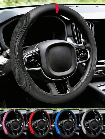 1pc Genuine Leather Car Steering Wheel Cover Features Return Tags, Is Non-Slip And Breathable, And Fits Most Car Models. The Return Tags Help The Driver Adjust The Steering Wheel For Daily Commutes And Long Journeys.